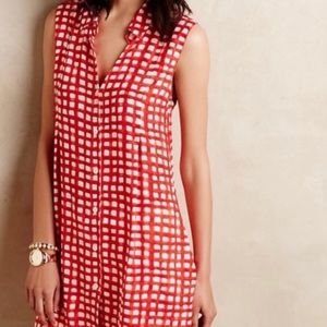Anthropologie Valentines Day Checkered Top or Dress - Red & White